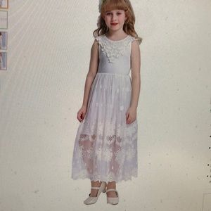 Bow Dream Ivory Off White Lace Vintage Flower Girl's Dress Bow Dream Ivory Off White Lace Vintage Flower Girl's Dress